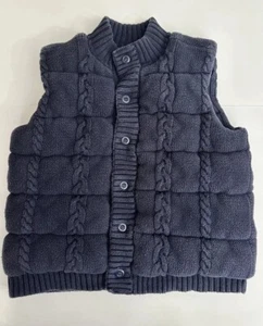 Authentic Janie and Jack Sleeveless Blue Navy Warm Thick Vest Boy Kid Size 5-6 - Picture 1 of 9