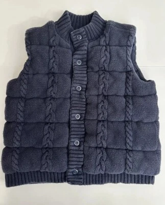 Authentic Janie and Jack Sleeveless Blue Navy Warm Thick Vest Boy Kid Size 5-6 - Image 1 of 4