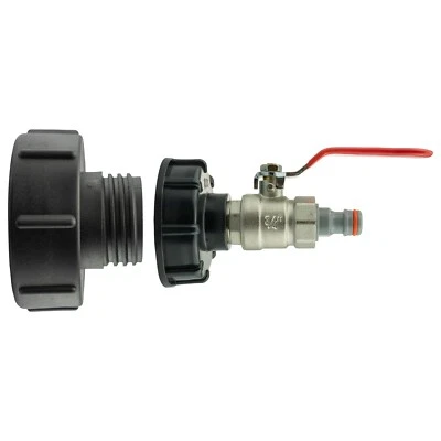 IBC Tank Cap S100X8 - S60X6 with Lever Valve and Click Lock Quick Connect Outlet