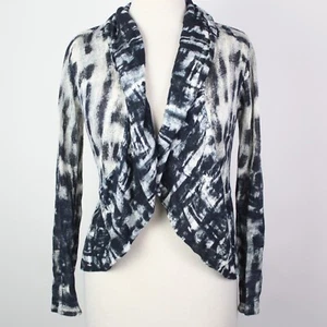 Nic+Zoe Womens Small Ruffle Linen Open Front Cardigan Sweater - Picture 1 of 5