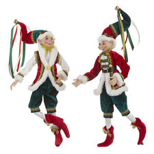 RAZ Imports 20" Traditional Posable Elves Elf Set/2 Red Green Gold NEW! 4202309