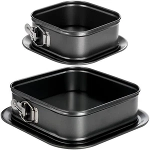 Set of 2 Springform Cake Pan Non-stick Square Cheesecake Pan Cake Pan with Re... - Picture 1 of 7