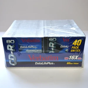 Case of 40* Verbatim CD-R 80 Data Life Plus W/ STANDARD SIZE CD JEWEL CASES - Afbeelding 1 van 4