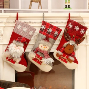 🔥Christmas Stocking Hanger Santa Claus Candy Gift Bag Sock Xmas Tree Decor Bag - Picture 1 of 7