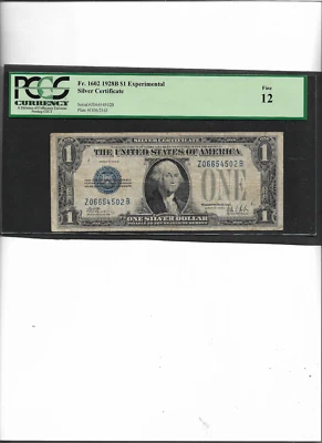 SILVER CERTIFICATE FR . 1602 1928B $1 EXPERIMENTAL BLOCK-Z-B   FINE 12 - Image 1 of 2