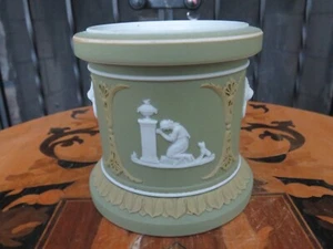 Wedgwood Tricolor Jasperware Tobacco Jar Base Neoclassical Cameo Lion Mask 1872 - Picture 1 of 9
