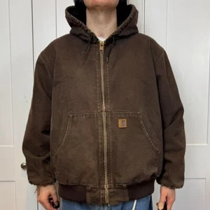 Carhartt J130 DKB hooded active jacket in dark brown XL Regular - Picture 1 of 8