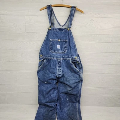 Vintage Pointer Brand Bib Denim Blue Jean Overalls Made in USA 28x33 Distressed  - Image 1 of 4