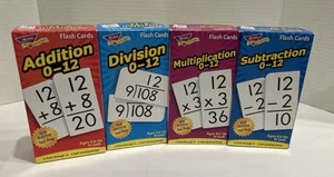 4 Math Flash Cards Kids Addition Division MultiplicationSubtracting Homeschool - Picture 1 of 8