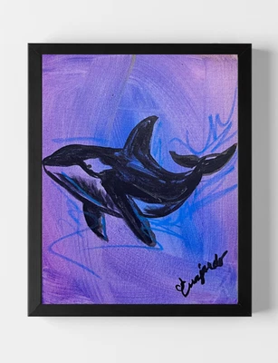 Arte firmado en lienzo orca expresionismo contemporáneo original GUAJARDO 14X11 Foto 1 de 4