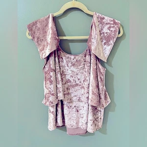 SHOW ME YOUR MUMU Rosalie Ruffle Blush Pink Crushed Velvet Top Women's extra sm - Picture 1 of 5
