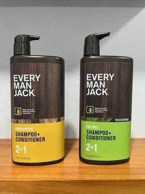 EVERY MAN JACK NEW 2 In 1 Shampoo + Conditioner LOT OF 2, 16oz Each BRAND NEW - Image 1 of 4