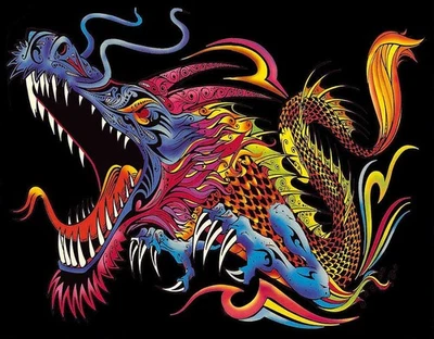 COLORVELVET "Drachen"- Bild Samtbild ,Bild zum Ausmalen 47 x 35 cm