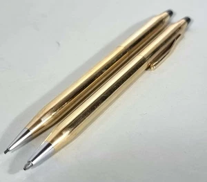 Cross USA 12kt Rolled Gold Ballpoint Pen & Mechanical Pencil Set Vintage - Bild 1 von 7