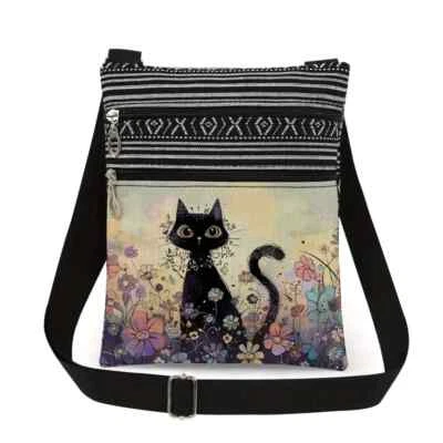 Cartoon Cat Print Crossbody Bag - Image 1 of 3