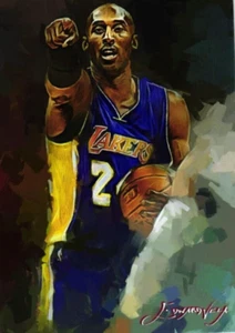 Kobe Bryant 2021 Authentic Artist Signed Limited Edition Print Card 33 of 50 - Picture 1 of 4