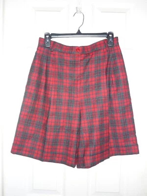 Pantalones Cortos Largos de Lana Tartán a Cuadros Rojo Talbots, Vacaciones de Navidad, Bolsillos, Talla 12P Foto 1 de 4