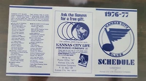 1976-77 Kansas City Blues CHL Hockey Pocket Schedule Pinhole See Pics Rare - Picture 1 of 2