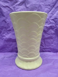 Monmouth Pottery Vase - Yellow Scalloped , Fish Scale Pattern 1950s Pottery 5655 - Picture 1 of 21