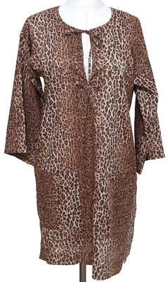D&G DOLCE & GABBANA Marrón Leopardo MINI LEO LOVE Ropa de Playa Vestido Algodón Foto 1 de 4