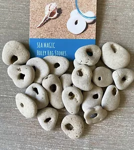 20 Naturhag Stein Großpackung 1-1,25 Zoll Holed Raw Witch Wicca Holey Rocks, B1 - Bild 1 von 7