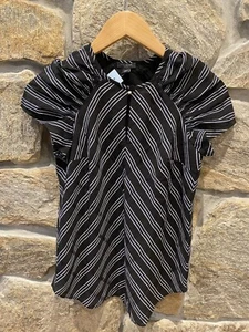 Neu mit Etikett Ann Taylor Bluse Petite Damen Größe XXS schwarz weiß gestreift - Bild 1 von 4