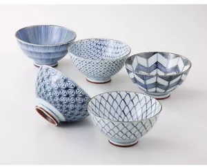 Saikai Pottery Traiditional Japanese Rice Bowls (5 bowls set) 19541 (Pack) - Picture 1 of 1