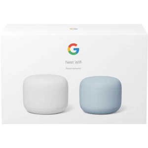 2 Pack Google Nest Wifi Router Point with Google Assistant - Snow Mist - Afbeelding 1 van 7