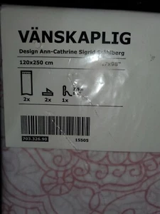 IKEA VANSKAPLIG Pink Kaleidoscope Sheer White Curtain Panels & Ties New NIP - Picture 1 of 5