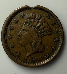 1864 Civil War Token Princess/Eagle Our Army Clip Error - Picture 1 of 2