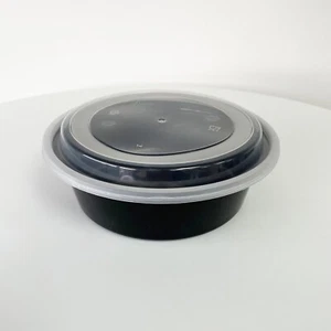 TAKEAWAY PLASTIC FOOD CONTAINER MICROWAVE AND FREEZER SAFE BLACK/CLEAR WITH LID - Imagen 1 de 9