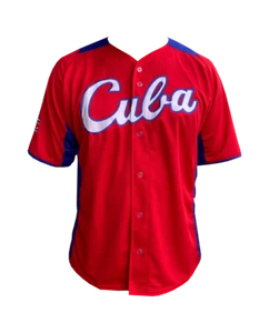 CUBA BASEBALL JERSEY RED & BLUE - Picture 1 of 10