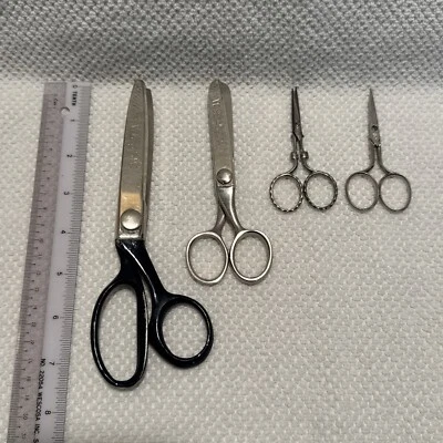 Vintage Sewing Shears Pinking, Scalloping, Zig Zag, Serrated, Thread WISS LOT(4) - Image 1 of 4