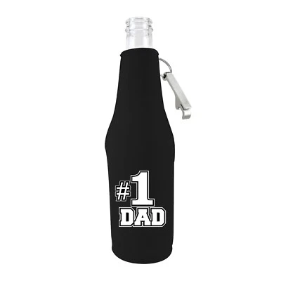 #1 Dad Beer Bottle Coolie, Optional Bottle Opener, Father's, Day, Gift, Father - Image 1 of 3