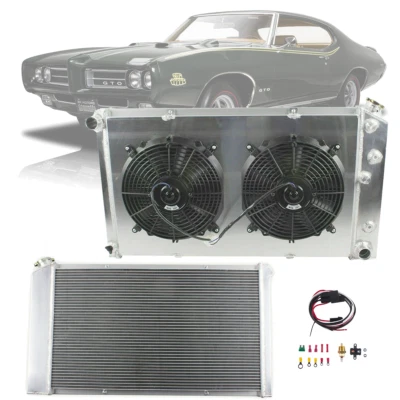 4 Row For 1968-72 Chevelle GTO Cutlass Lemans 7.4L Radiator+Shroud+Fan+Relay Kit - Image 1 of 4