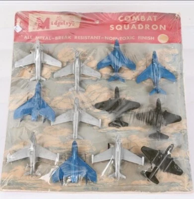 Vintage Lot 12 1950s MIDGETOY COMBAT SQUADRON MOC die Cast metal New Old Stock - Image 1 of 4