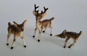 Vintage Bone China Miniature Deer Figurine Family Set ~ Buck Doe Fawn ~ Japan - Picture 1 of 10