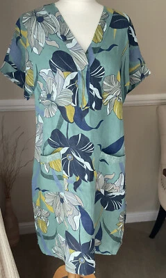 Nina Murati сделано в Италии зеленый / синий смесь льна Lagenlook платье 42» бюст 12, 14 - Изображение 1 из 4