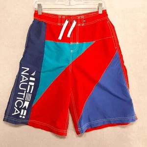 Nautica Boys Drawstring Swim Trunks Sz.XL 18-20/Red Blue Mesh Lined - Picture 1 of 9