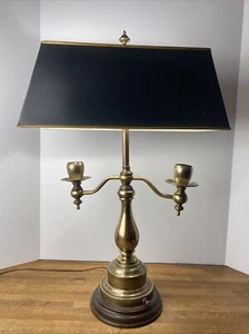 25” Frederick Cooper Brass Lamp Candleabra Style Black Metal Shade - Picture 1 of 12