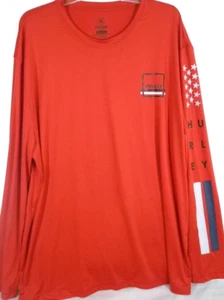 Hurley-Mens Long Sleeve Performance T-Shirt, Extra Large XL/2XL, Red - Picture 1 of 6