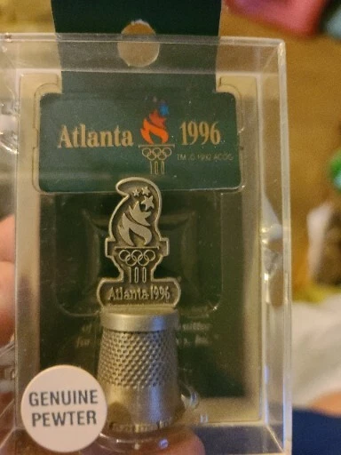 Vintage USA Fort 1996 Atlanta Olympic Genuine Pewter Thimble & Case