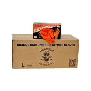 100 pcs Heavy Duty Mechanic Nitrile Orange Disposable 8 MIL Diamond Gloves - Picture 1 of 4