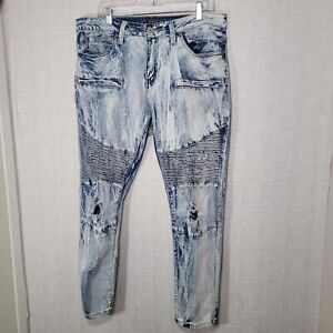Rue 21 Premium Skinny Jeans Mens 34 x 30 Acid Wash Supreme Flex Distressed Moto
