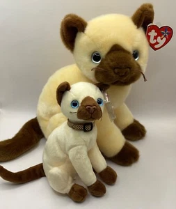 Siam the Siamese Cat TY Beanie Baby & Buddy Set - Picture 1 of 7