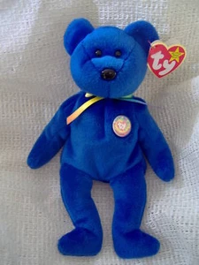 Clubby the Bear -Blue Retired Beanie Babies-Near Mint - Picture 1 of 1
