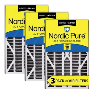 Air Bear Cub 16x25x3 Air Filter Replacement MERV 10 Pleated Plus Carbon 3 Pack - Picture 1 of 7