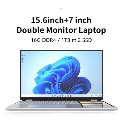 New 15.6″ + 7″ Touch screen Laptop 16GB RAM + 1TB SSD 180°Opening Dual Screen - Image 1 of 4