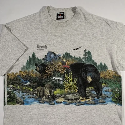 Camiseta De Colección Años 90 Parque Nacional Yosemite Hábitat Envolvente Naturaleza Para Hombres XL X-Grande Foto 1 de 4