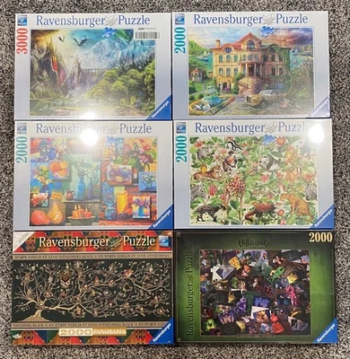 NEW! 6 RAVENSBURGER Puzzle Lot 2000 3000 Disney, Harry Potter, Dragons, Jungle - Image 1 of 4